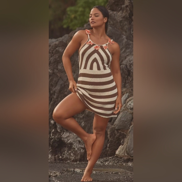 Anthropologie Dresses & Skirts - Anthropologie Crochet Striped Halter Mini Dress
